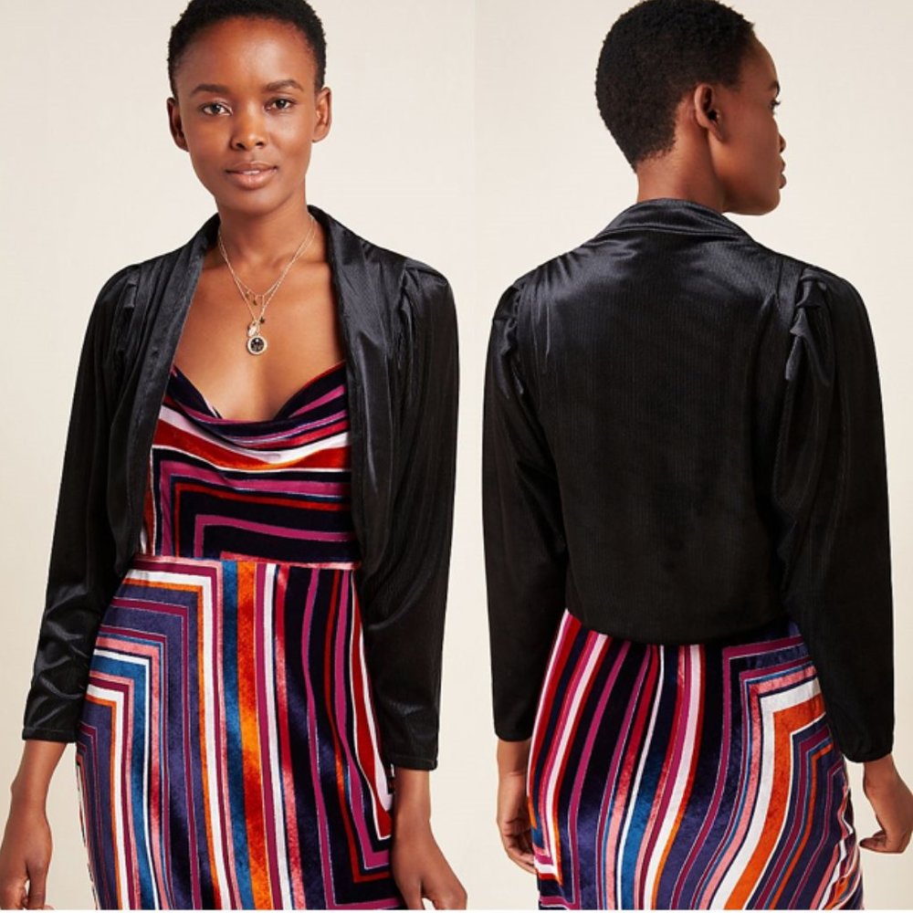 Anthropologie Verity Velvet Cropped Jacket